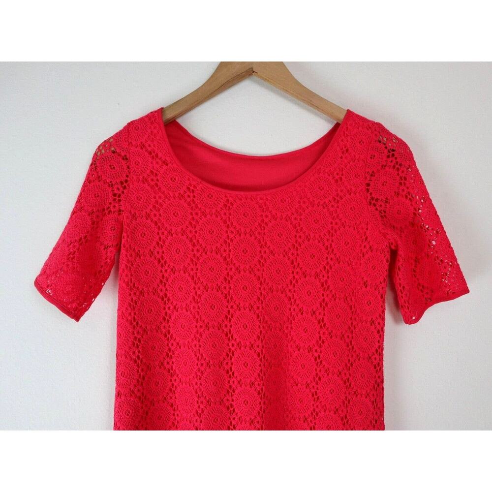 Lilly Pulitzer Girls XL Topanga Dress Crochet Breakers Lace Coral - Picture 6 of 9
